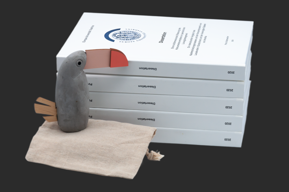 Weiße Hardcover-Dissertation mit hochwertigem Buchrückendruck